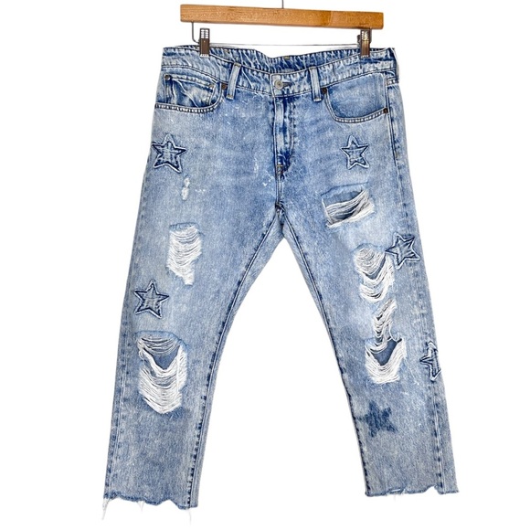 Ralph Lauren Denim & Supply Star Distressed Sz 29 Cropped Jeans - Picture 1 of 15